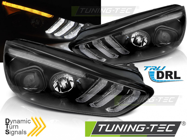 LED Tagfahrlicht Scheinwerfer für Ford Focus MK3 Facelift 14-18 schwarz mit dynamischem LED Blinker